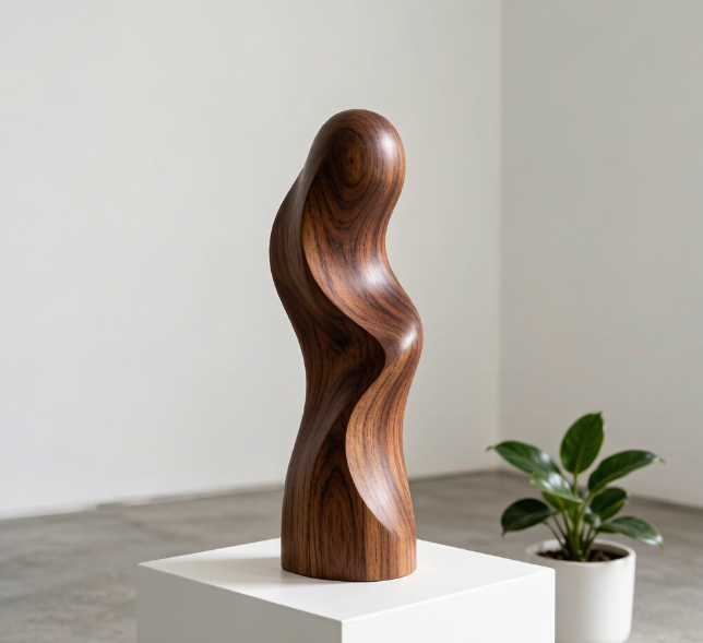 1-23.png Hand-Carved Wooden Abstract Sculpture - Image 1