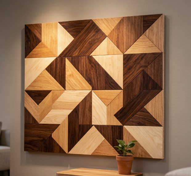12-16.png Wood Mosaic Abstract Wall Art - Image 1